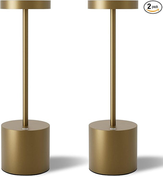TBBGA Cordless Table Lamps Set of 2, 5000mAh Rechargeable Battery Powered Lamp, 3 Color Stepless Dimming LED Table Lamp, Portable Table Light for Outdoor/Indoor/Restaurant/Home. (Titanium)