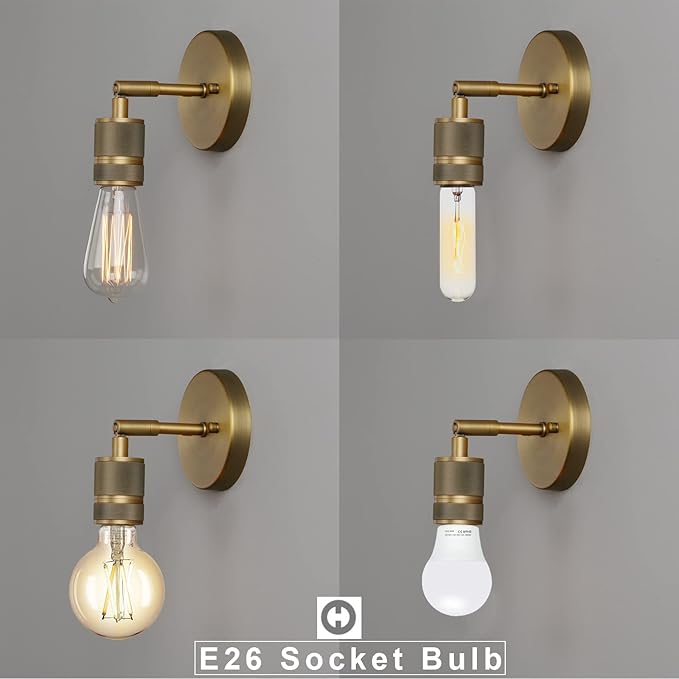 Phansthy 1-Light Sconce Light Antique Brass Finished Wall Sconces Set of Two for Bedroom Hallway Bathroom Living Room