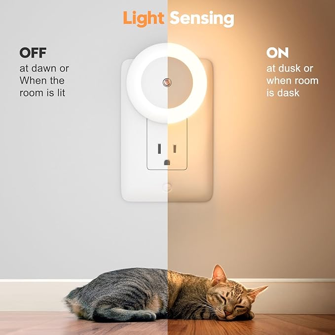 fesnne Night Light, Night Lights Plug into Wall, Dusk to Dawn Sensor Warm White Led Night Light 0.5W, 2 Pack Nightlight for Adults, Bedroom, Bathroom, Hallway, Kitchen
