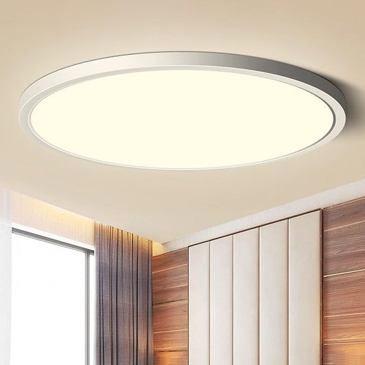 LEDLightsWorld LED Ceiling Light Flush Mount, 12inch 24W 2800K Warm White Ceiling Light, 3200LM Round Light Fixtures Ceiling Mount, Flat Slim Ceiling Lights for Bedroom Kitchen Living Room Stairwell