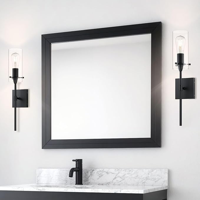 XiNBEi Lighting Black Wall Sconces Set of Two, Modern Industrial 1 Light Bathroom Sconce Indoor Wall Lights for Bathroom Hallway Kitchen & Living Room