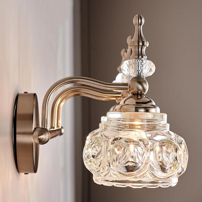 Brushed Nickel Bathroom Vanity Light Fixtures Modern 3-Light Vanity Lights Bathroom Lighting Fixtures Vintage Wall Sconces Light Living Room Vanity Lighting Fixtures Over Mirror