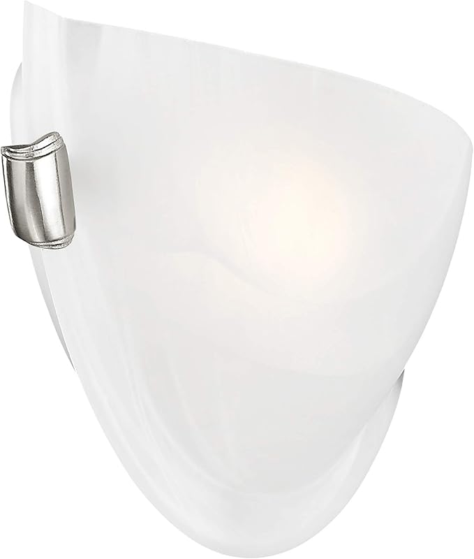 Livex Lighting 4271-91 Home Basics 1 Light Brushed Nickel Wall Sconce with White Alabaster Glass
