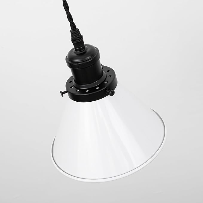 3Pcs Adjusted Wire Length H-Type Track Hanging Light 3.9 Ft Twisted Cord E26 Black Base Industrial Design White Metal Pendant Light Fixture for Loft Aisle Bar(No Bulb, Track)