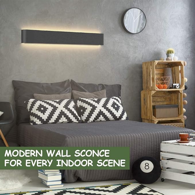 Aipsun 43.3in/40W LED Matte Black Modern Vanity Light Up and Down Wall Mount Light Indoor Wall Light for Bathroom Lighting Fixtures (Warm Light 3000K)