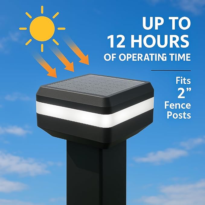 4 Pack Solar Post Cap Lights for 2x2 Inch Aluminum, Wrought Iron, and Garden/Pool Fences, Warm White, Cool White, and Selectable RGB Colors with Built-in Color-Changing Holiday/Party Mode