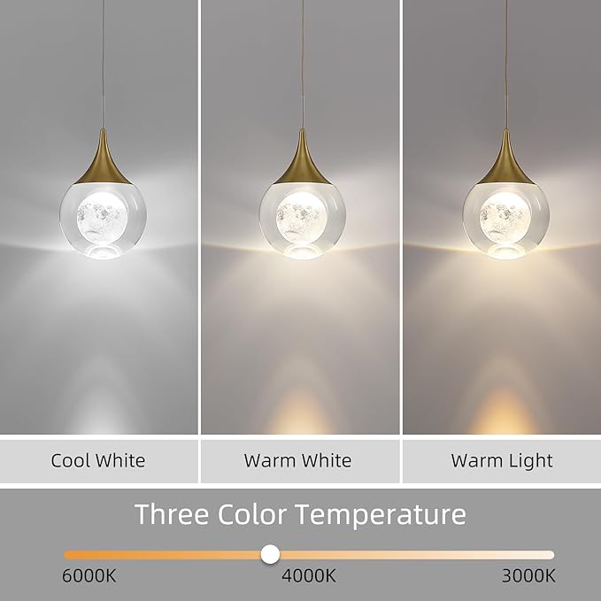JoollySun Modern Crystal Pendant Light: Mini Gold Hanging Light Fixture for Kitchen Island Bathroom
