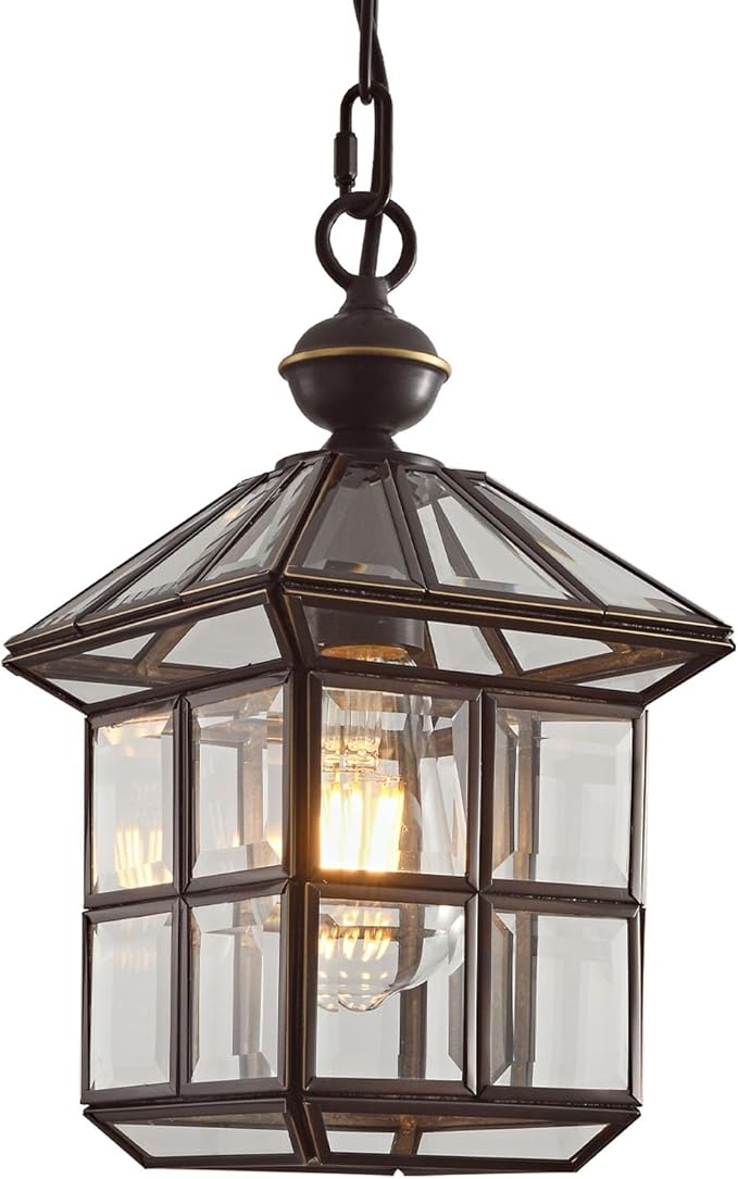 Milaii Mi Copper Outdoor Pendant Light 12.6in Exterior Hanging Porch Lights Oil Rubbed Bronze Waterproof Outdoor Chandelier Anti-Rust for Patio Entry Hallway