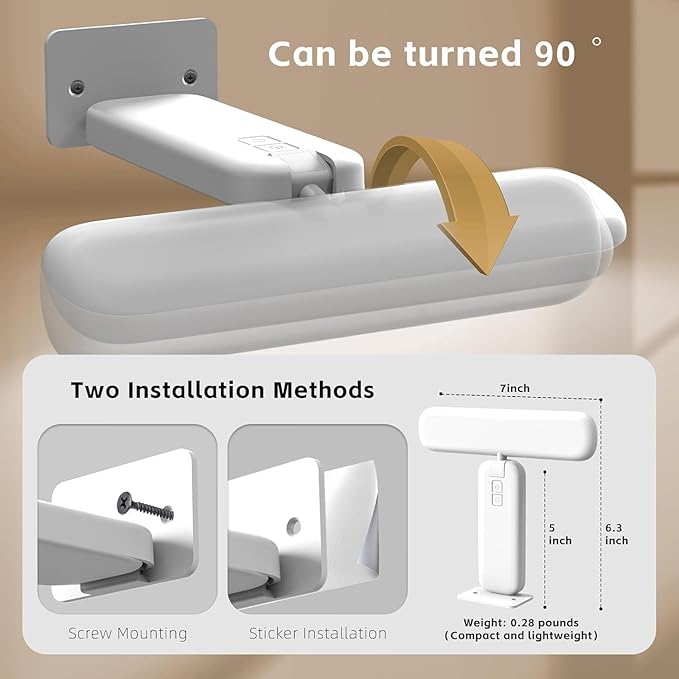 Picture Lights Battery Operated with Remote, Rechargeable Picture Lights for Wall, 3CCT&Brightness Dimmable,300 LM, Sticker/Screw Installation, Art Light for Gallery, Artwork, White (1p)