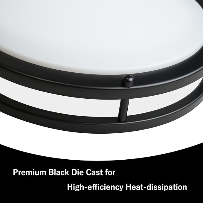 2-Pack Ceiling Light Fixture Black 36W, 13 inch Flush Mount Light Fixtures 3600LM, Modern Ceiling Light No Flicker, 5000K Bright LED Ceiling Lights for Hallways Bedroom Bathroom ETL Listed