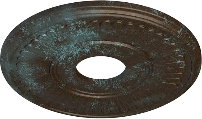Ekena Millwork 15 3/4"OD x 3 7/8"ID x 3/4"P Berkshire Ceiling Medallion Fits Canopies up to 7" Ceiling Medallion, Bronze Blue Patina