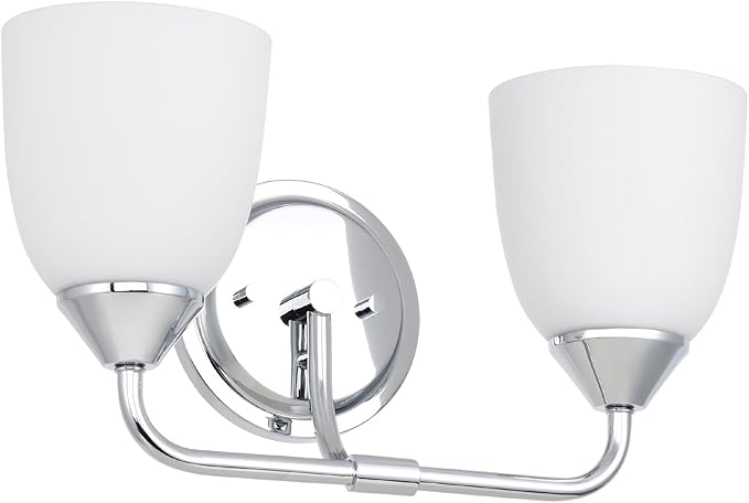 Chrome 2-Light Traditional Bathroom Vanity Light Fixtures Over Mirror, Modern Vanity Lights for Living Room, Standard E26 Base, Chrome