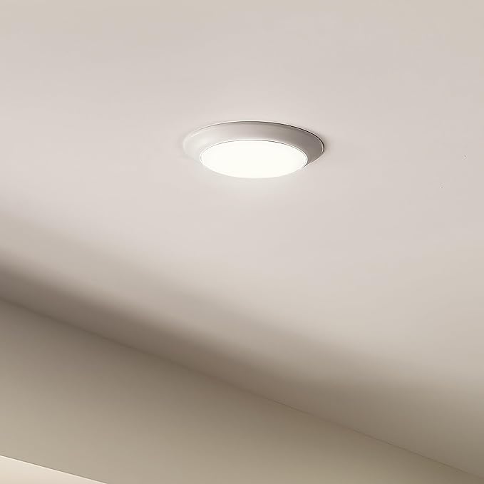 Kichler Gen I LED Downlight, 7.5" Ceiling Flush Mount Interior Dimmable Light, 2700K, (7.5" x 1.5"), White, 43846WHLED27