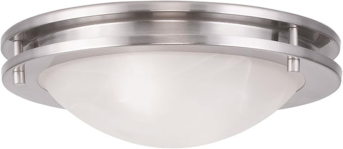 Livex Lighting 7057-91 Brushed Nickel Flush Mount with White Alabaster Glass