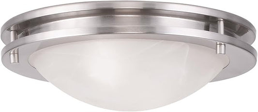 Livex Lighting 7057-91 Brushed Nickel Flush Mount with White Alabaster Glass