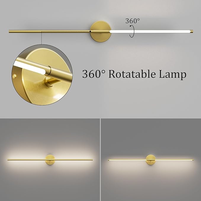 Modern Gold Vanity Light Fixture 40Inch 5000K Bathroom Light Over Mirror 360° Rotatable Bathroom Sconce(White Light)