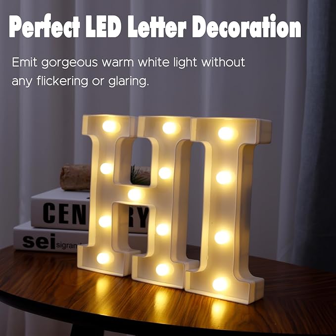 DyingSwan Small Led Marquee Letters, Light Up Letters, 8.58 Inch Led Letter Lights, Battery Powered Lighted Sign for Table, Party, Birthday, Christmas Decor (Letter I)
