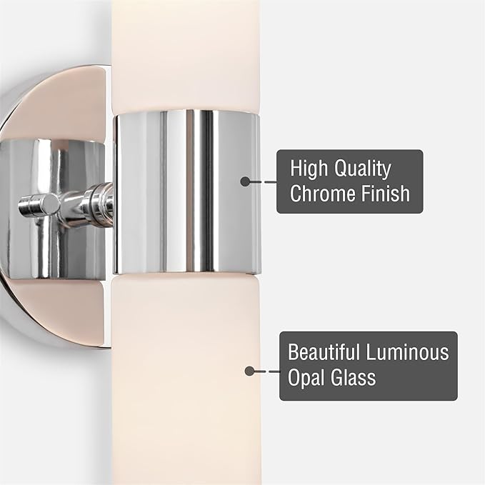 Kira Home Duo 14" Modern Wall Sconce with Frosted Glass Cylinder Shades, Linear 2-Light Wall Light, Chrome Finish