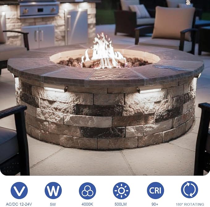 JESLED 8Pack 7inch LED Retaining Wall Lights, 5W Landscape Lighting, LED Hardscape Lighting,12V Paver Lights Low Voltage Hardscape Lights, 5W Outdoor Step Lights, 4000K Nature White, Waterproof