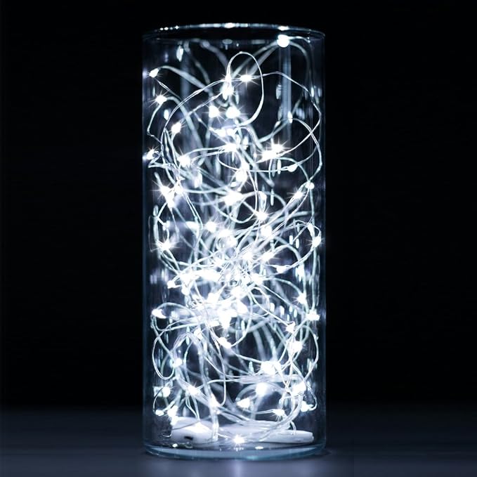 6Pack Fairy Lights Battery Operated,No Remote Firefly Light,7ft Cool White | 20 LEDs Starry String Lights, Waterproof Silvery Copper Wire Lights for Wedding Party Bedroom Patio Christmas Table Decor
