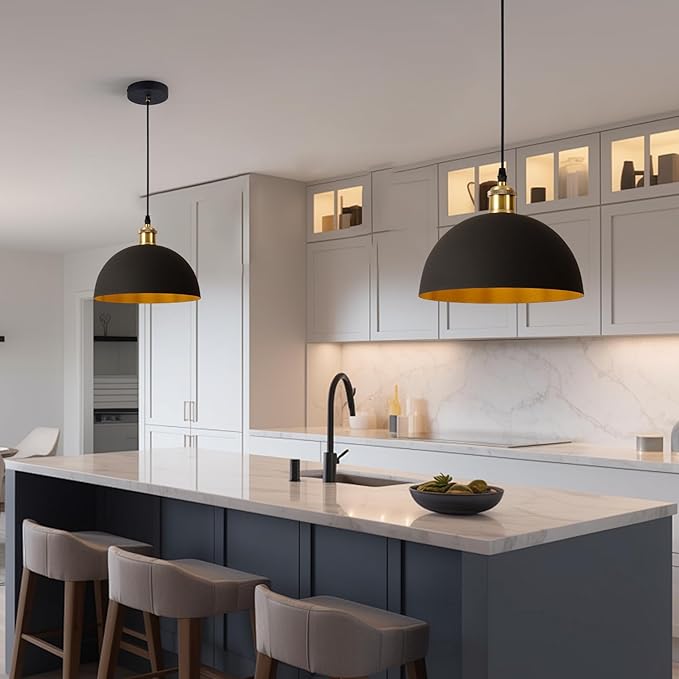 Modern Industrial Black Chandelier 9.8 inches, line Length 78.74 inches, Kitchen Island, Bedroom, Dining Room, Living Room, Hallway