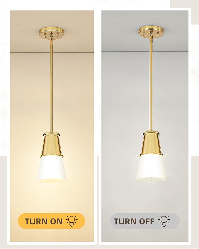 Beionxii 2 Pack Pendant Lights Kitchen Island, Pendant Lights Kitchen Island 2 Pack Gold, Kitchen Pendant Lighting Over Island, Gold Pendant Lights Kitchen Island, Milk Glass Shade, BX-PL01BG-2PK