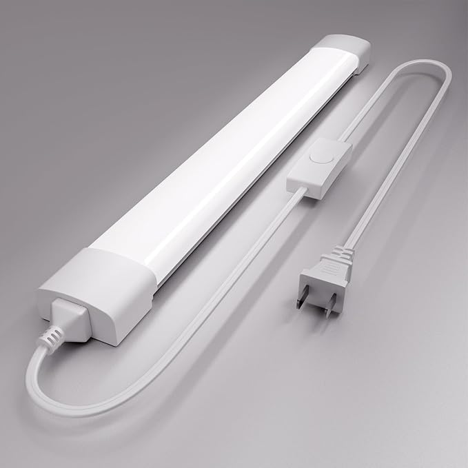 Under Cabinet Lighting 1.4FT 5000K Linkable Closet Plug in Lights, 16W 1800LM LED Light Bar for Room Office Garage Shop Bathroom Workbench, IP66 Waterproof
