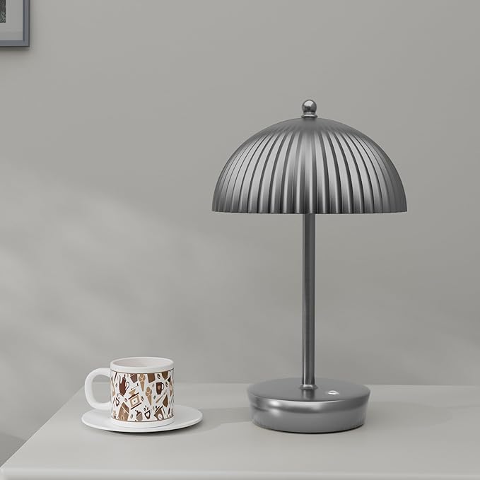 Tripod Table Lamp, Small Cute Bedside Lamp with Linen Beige Lampshade, Nightstand Lamp for Nursery, Bedroom, Kid Room, Living Room, Light Brown Wooden Base