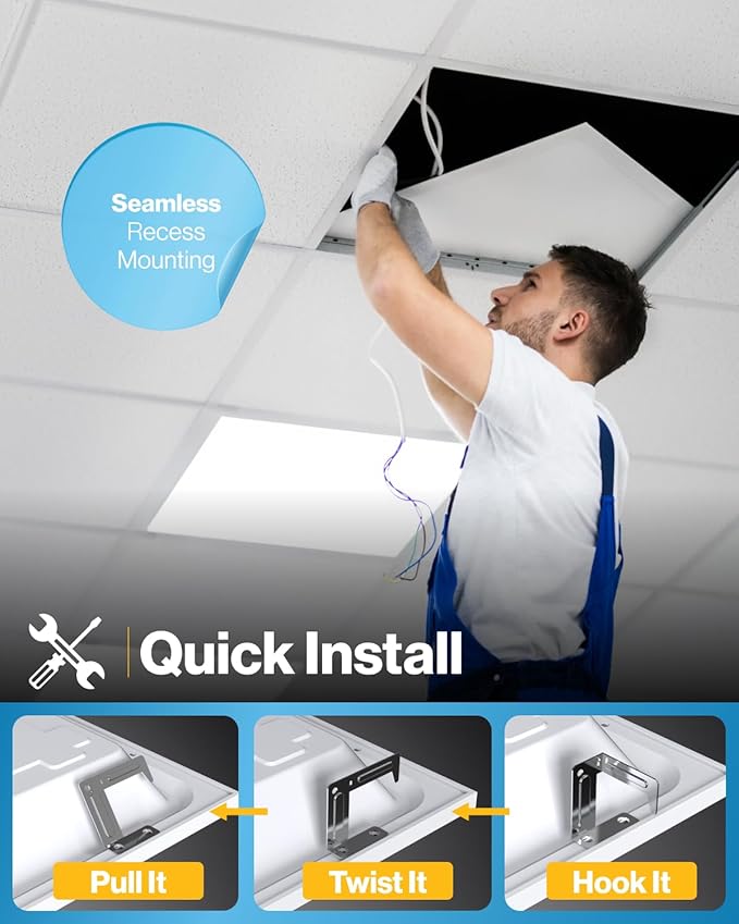 Sunco 6 Pack 2x2 LED Flat Panel Light for Drop Ceiling, Commercial Troffer Replacement Lighting Fixture, 4400 LM, 40W, Selectable CCT 4000K/5000K/6000K, Dimmable (0-10V), Dustproof ETL