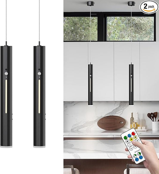 Rechargeable Pendant Light,Battery Operated Hanging Light with Remote,Wireless Modern Pendant Lights with 6000 mAh Battery,3 Color Dimmable,Battery ceiling light for Kitchen Island,Bedroom,hallways