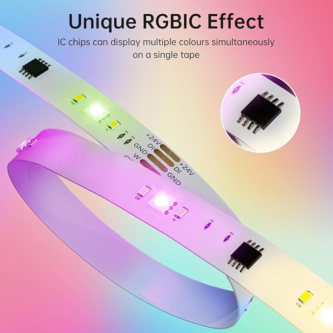 Led Lights for Bedroom 32.8ft Music Sync Color Changing Strip Lights with Remote and App Control RGBICWW Strip for Room Home Kitchen Party Stairs bar Decoration