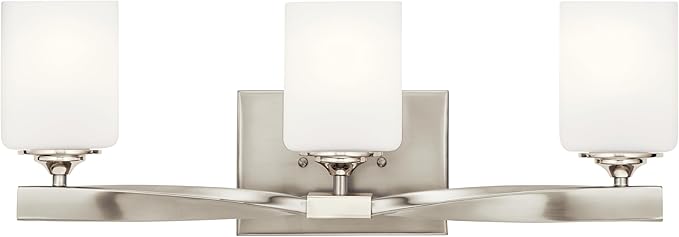 Kichler Marette 22.75" Vanity Light in Brushed Nickel, 3-Light Modern Bathroom Light with Satin Etched Cased Opal Glass, (22.75" W x 8" H), 55002NI