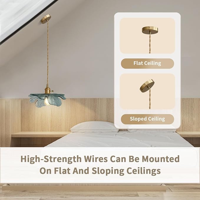 Modern Pendant Light Hand Blown 1-Light Large Glass Pendant Light Brass Pendant Lights Vintage Ceiling Hanging Lighting with Dark Green Glass Shade for Kitchen Island Dining Room Bedroom