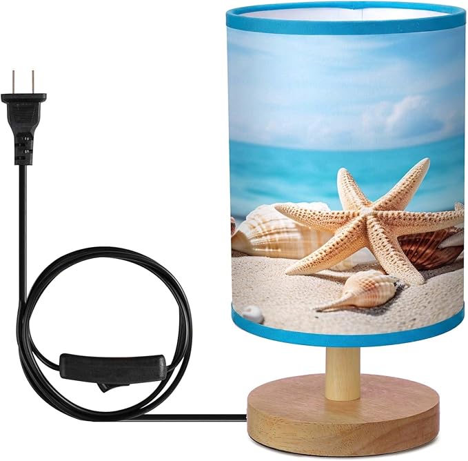 Glooglitter Coastal Beach Table Lamps Gifts 3 Colors Dimmable Lights Ocean Beach Room Bedroom Decor 9.72 x 5.12 Inch Conch Starfish Bedside Bedroom Lamps Sea Night Light for Desk Table Birthday Gifts