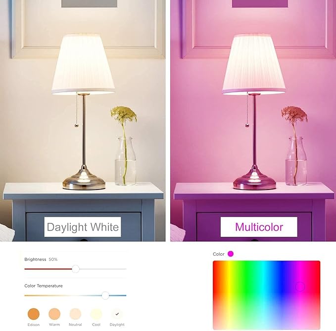 SUNNEST LED Light Bulbs, 2 Pack Dimmable E26 LED Light Bulb, 10W RGBW Color Changing Light Bulb with Remote Control, Decorative Lights, Mood Light Bulb, Great for Home Decor, Stage, Party and More