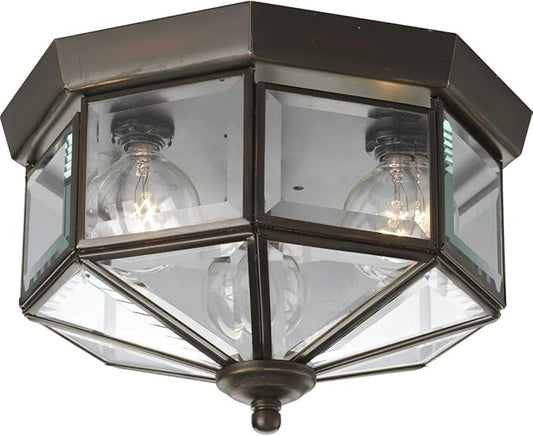 Progress Lighting 3-Light Beveled Glass 9-3/4" Close-to-Ceiling, Indoor, P5788-20, Antique Bronze