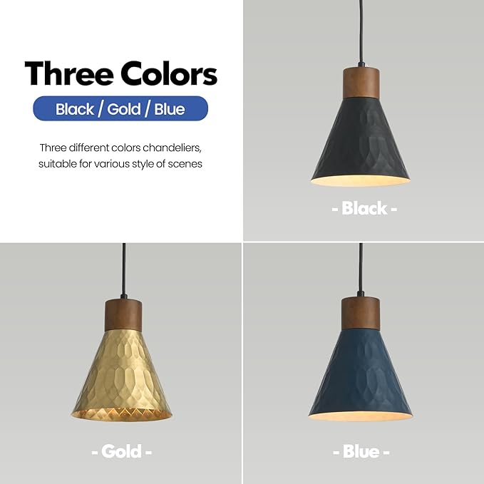 Modern Brass Pendant Lights Kitchen Island, Mid Century Dome Pendant Light, Small Industrial Hanging Pendant Lighting for Dining Room, Bedroom, Sink, Bar, 3 Pack