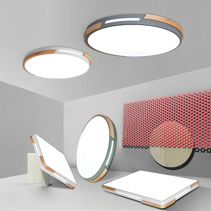 American Minimalist LED Ceiling Lamp Living Room Ultra-Thin Modern Bedroom Ceiling Recessed Lamps Round Solid Wood Kitchen Corridor Ed Ceiling Lamp 40cm 30cm 50cm