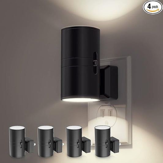L LOHAS LED Night Light, Bright Night Light, Night Lights Plug into Wall, 5000K Daylight White, Dimmable Nightlights with Light Sensor, Decorative Nightlight for Hallway Bathroom Kitchen, 4 Pack