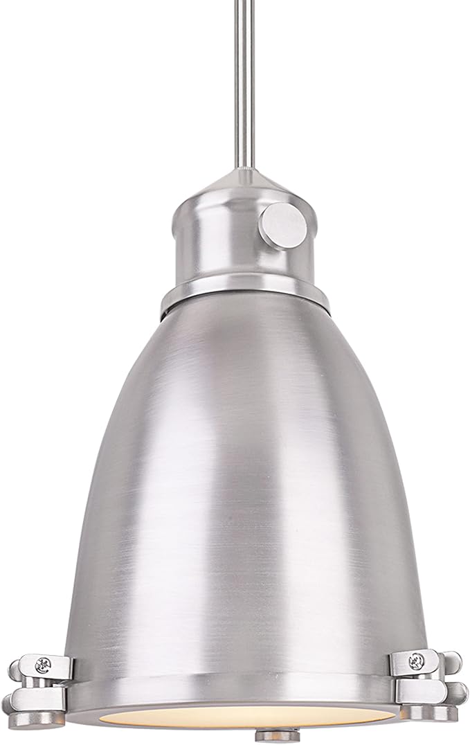 Aspen Creative 61125-11, One-Light Hanging Mini Pendant Ceiling Light, Transitional Design in Satin Nickel Finish, 8" Wide