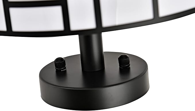Semi Flush Mount Ceiling Light Black Rectangle Pattern LED Light Fixture with Drum Shade Indoor Use Living Dining Room Kitchen Modern Chandelier Lamps Brushed Chrome Finish E26 Bulb Base