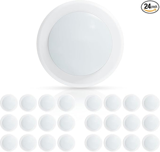 ECOELER 5/6“ LED Disk Light, Dimmable LED Recessed Ceiling Lights, 16.5W 1000Lm, 3000K Warm White, Flush Mount Downlight Suitable for J-Box or Recessed Can, ETL & FCC Listed, 24 Pack