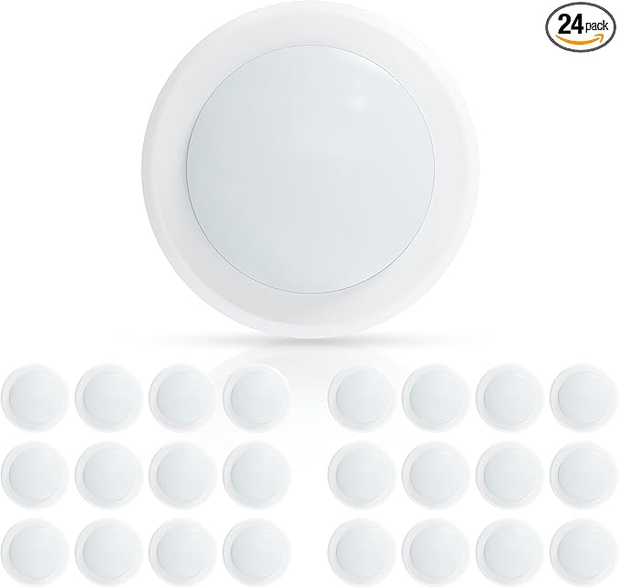 ECOELER 6" LED Disk Lights, Dimmable Flush Mount Ceiling/Recessed Disc Downlight, 16.5W 1000Lm, 6000K Bright White, Low Profile Surface Mount Can Light for Closet, Office, Garage, ETL Listed, 24 Pack