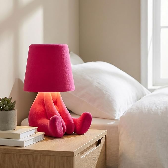 Bedside Touch Control Table Lamp, Golden Decor Thinker Statue LED Table Lamp with USB Port, 3 Way Dimmable Modern Night Light Nightstand Lamp for Home Living Room Office Shelf Decor (Pink-E)