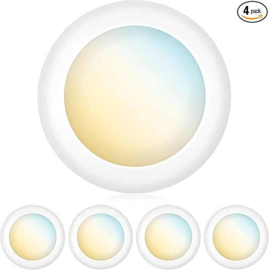 PARMIDA (4 Pack) 5/6 Inch Dimmable 3CCT LED Disk Lights, 15W Surface Mount Recessed Ceiling Disc Lighting, 3 Color Selectable 3000K/4000K/5000K, 1050lm, J-Box Or Recessed Can Installation, UL-Listed