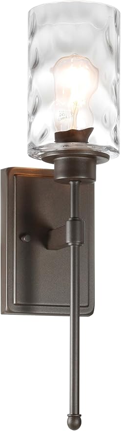XiNBEi Lighting Wall Light 1 Light Wall Sconce with Glass, Classic Bathroom Vanity Light Dark Bronze Finish for Bedroom & Living Room XB-W1227-DB