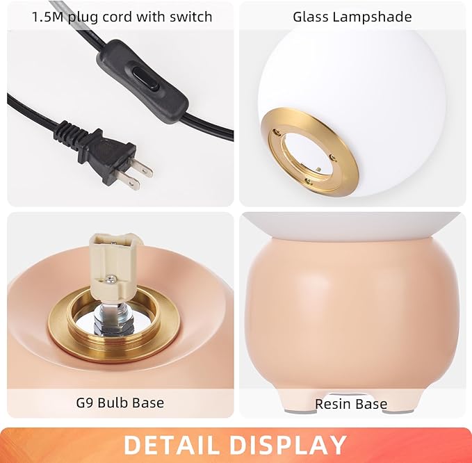 Arturesthome Small Boho Table Lamp for Living Room,Bedroom Side/End Table Side Table LED Lamp Shade for Reading Study Pink