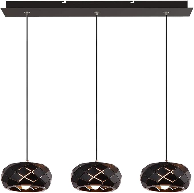 Crust 3 Mini Pendant Lighting Black - LED Hanging Light Fixture for Kitchen Island, Bar, Foyer - Cluster Pendants - Dimmable, Adjustable Wire, Lamp Bulb Included