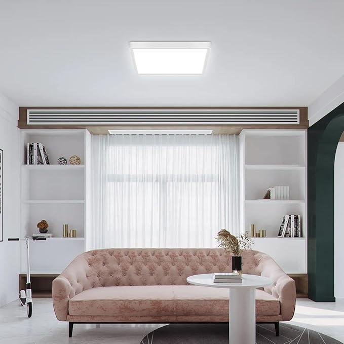 12 inch Dimmable LED Flush Mount Ceiling Light with Remote, 24W Full CCT Brightness Adjustable Square LED Ceiling Light, Slim Flat Panel Lighting Fixture for Bedroom, Living Room, Bathroom