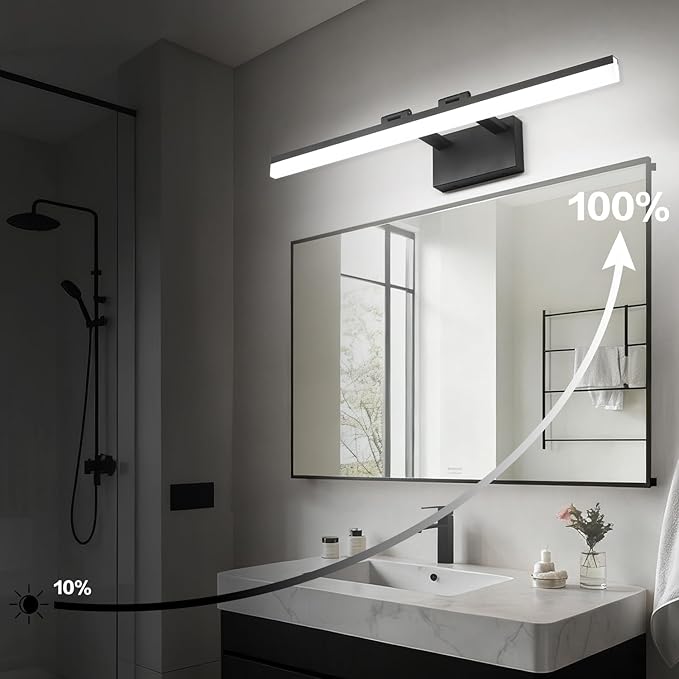 SOLFART Black Vanity Light Modern 31.5 inch Dimmable LED Light for Bathroom Lighting Fixtures Aluminum 5500K